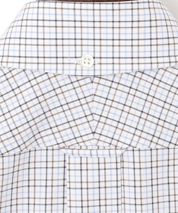 J.PRESS MEN 【EXTRA COMFORT / 形態安定・ストレッチ・抗菌防臭・速乾】ピンオックス サマーチェック 半袖シャツ/B.D. ブラウン系3