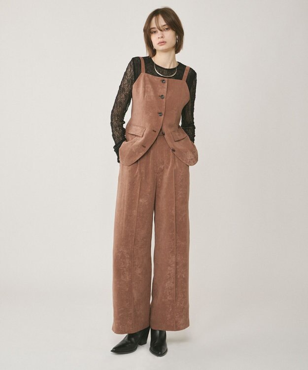 GRACE CONTINENTAL クラッシュサテンキャミトップ ブラウン