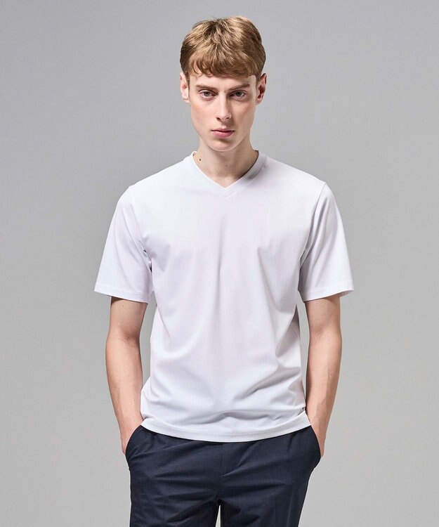 JOSEPH HOMME 【新色追加】ハイゲージベアスムース　VネックＴシャツ ホワイト系