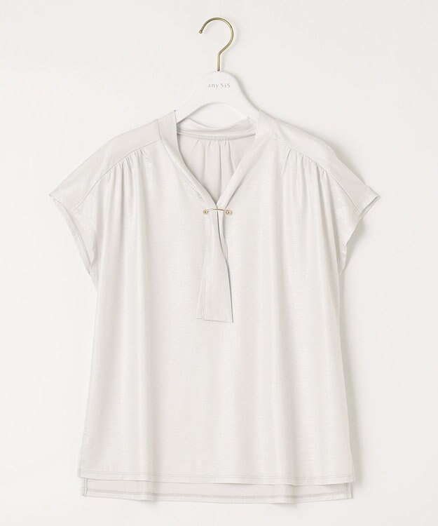 ANY SIS 【洗える】ポリベアボウタイ ブラウス アイスグレー