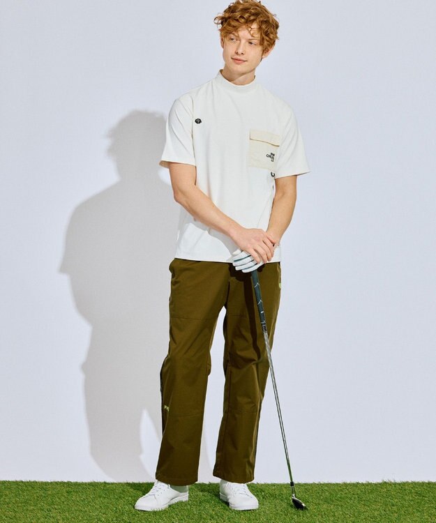 PW CIRCULUS 【撥水加工/ストレッチ】サイドストライプ ワイドパンツ ゴルフ カーキ系