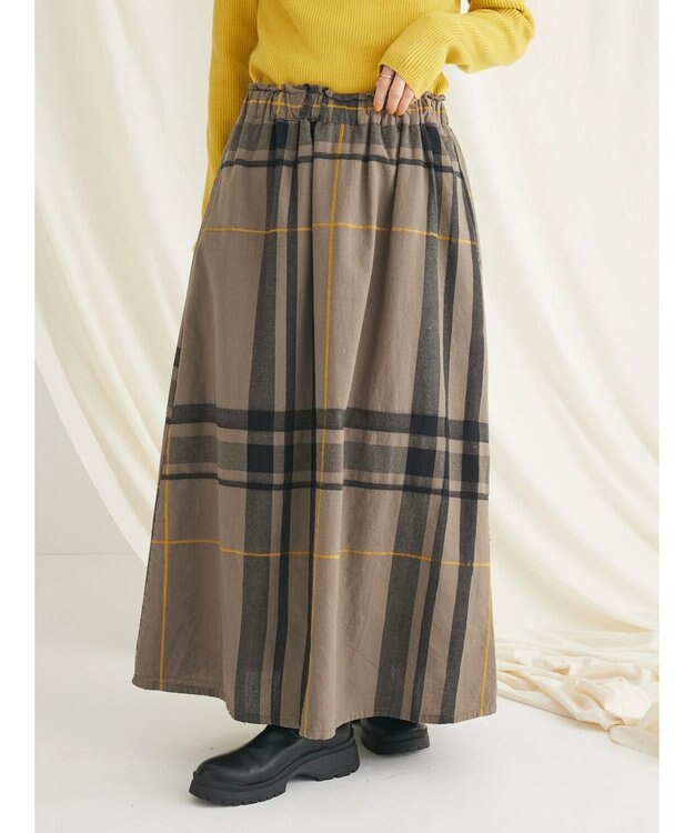 CRAFT STANDARD BOUTIQUE 先染めチェック（大）スカート Khaki