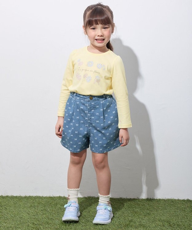 ANY KIDS 【WEB限定】7days プリント 長袖Tシャツ クリーム×フラワー