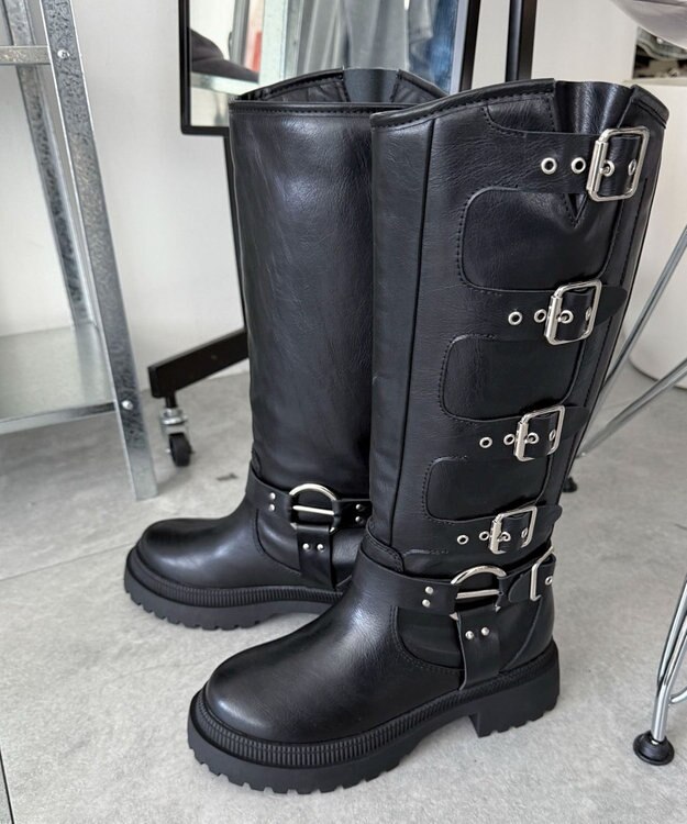 WEGO ハトメベルトロングブーツ ブラック