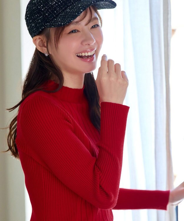 Tiaclasse 【新色追加・洗える】ランダムリブニットプルオーバー レッドA