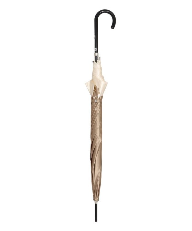 MOONBAT LANVIN COLLECTION 長傘 リーフ サテンプリント ジャンプ 耐風 ベージュ