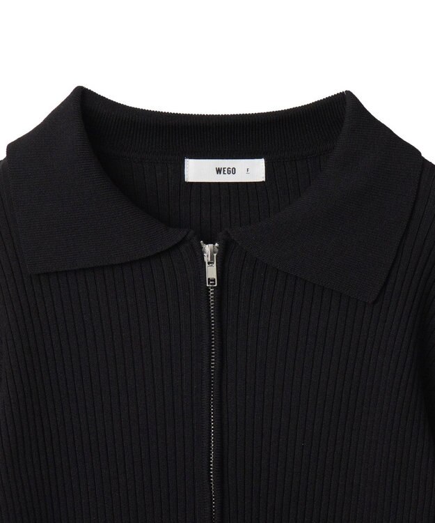 WEGO Wジップコンパクトニットカーデ ブラック