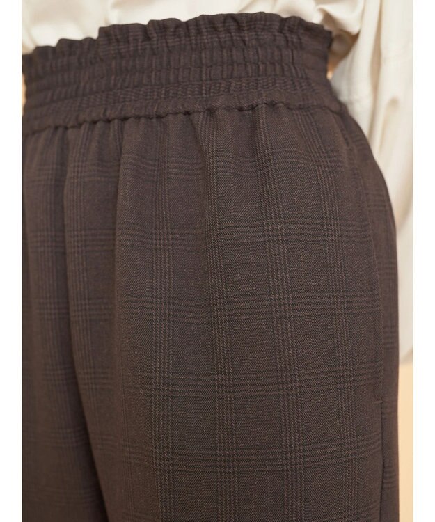 AMERICAN HOLIC ウエストイージーストレートパンツ Check Brown