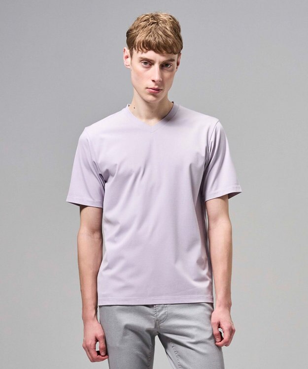 JOSEPH HOMME 【新色追加】ハイゲージベアスムース　VネックＴシャツ ライラック系