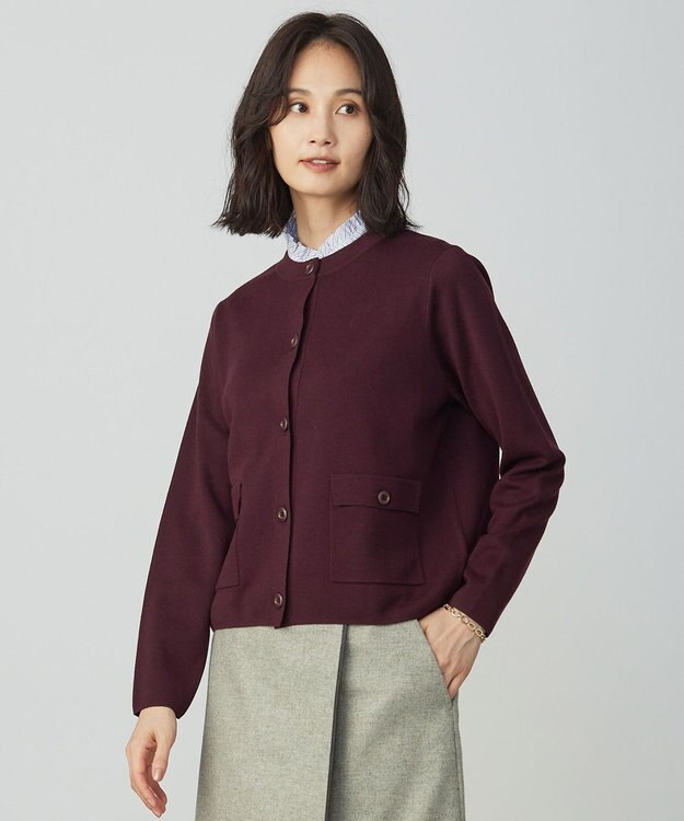 J.PRESS LADIES S WORETED WOOL BLEND カーディガン バーガンディ系