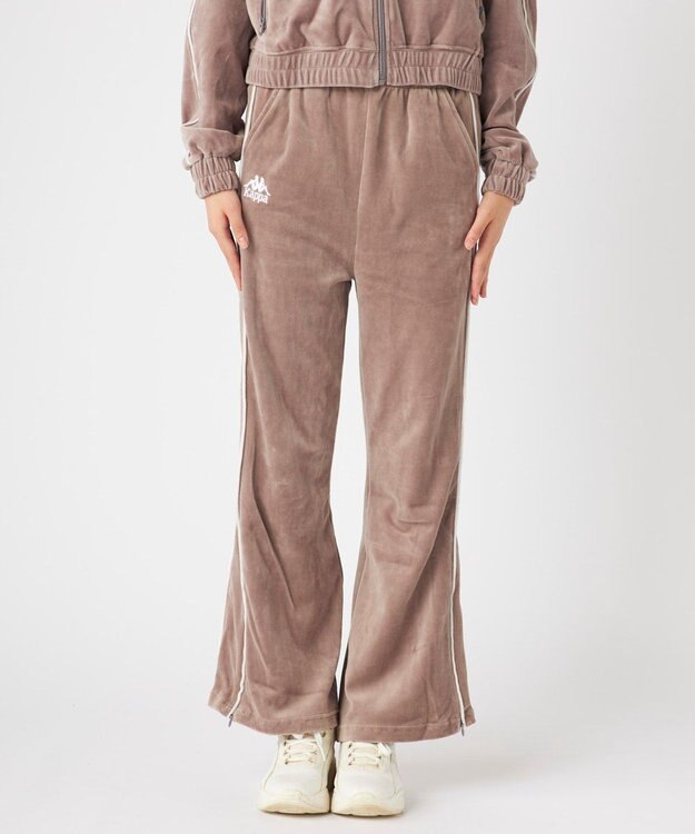 OP／FILA 【Kappa】ボックスシルエット ベロアトラックパンツ グレー