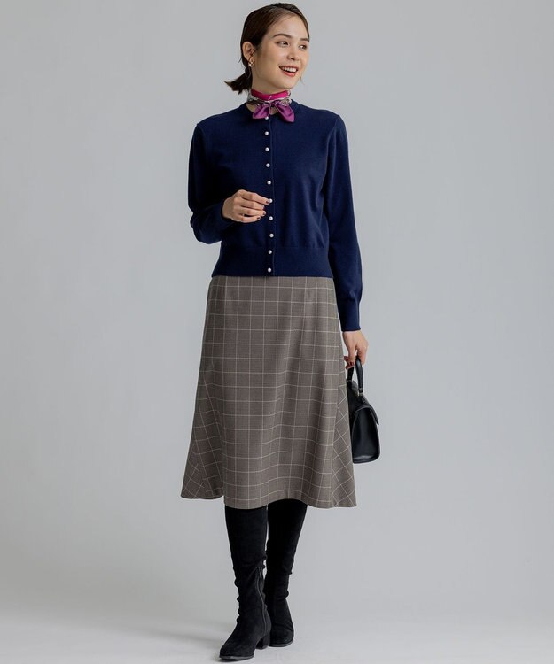 組曲 L 2WAYウォームストレッチ チェックスカート ベージュ系3