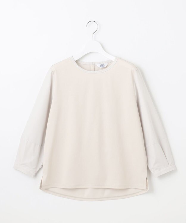 J.PRESS LADIES L プレーティングジャージー タックスリーブ カットソー グレージュ系