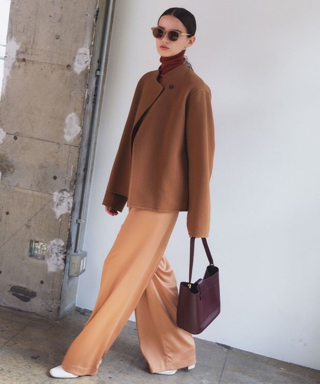 BEIGE， 【andGIRL 秋号掲載】LEMOORE / ウールリバースタンドカラーショートコート Caramel