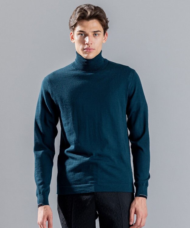JOSEPH HOMME エッセンシャルメリノ　タートルネック ピーコックグリーン系