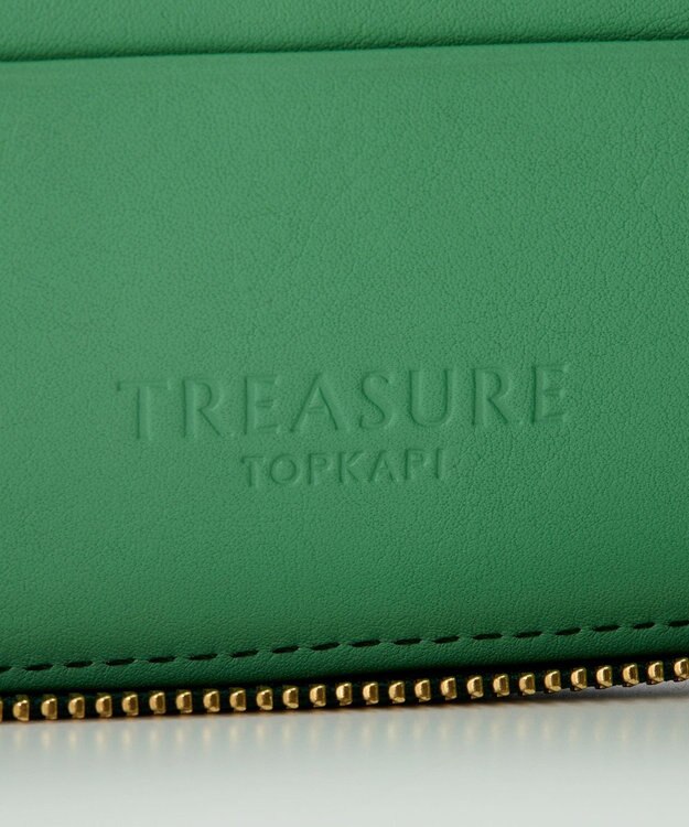 TOPKAPI 【TREASURE TOPKAPI】ローズエンボス ツヤ レザー ラウンドファスナー 二つ折り財布/パスポート対応 グリーン