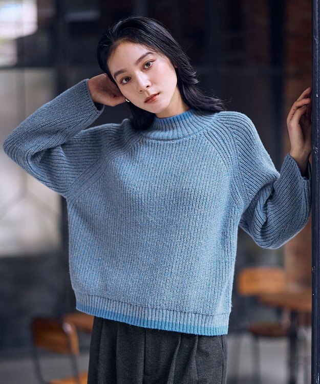 ANY L 【5色展開】バイカラーMIXニット ブルーMIX