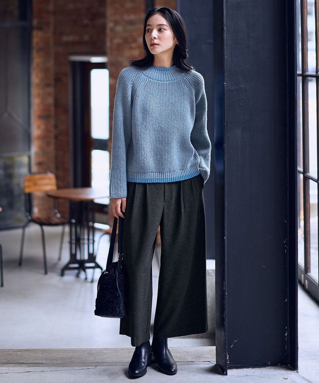 ANY L 【5色展開】バイカラーMIXニット ブルーMIX