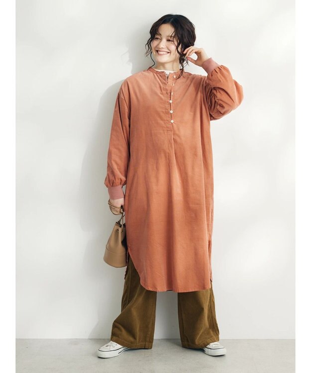 CRAFT STANDARD BOUTIQUE コーデュロイリブ付きワンピース Light Pink