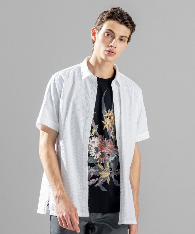 JOSEPH HOMME アロージャガードストレッチ　半袖シャツ ホワイト系