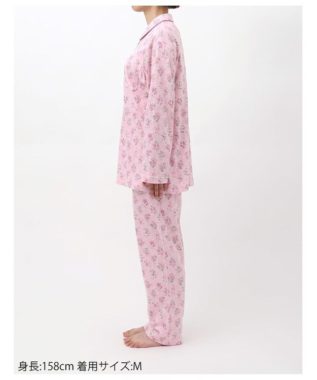 Wing パジャマ 長袖 長ズボン 綿100%(本体) スムース素材 レディース EP5072 ウイング／ワコール ピンク