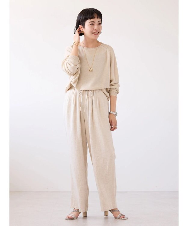 AMERICAN HOLIC 接触冷感リネンブレンドワイドパンツ Light Beige