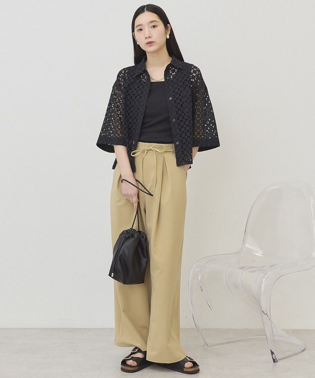 AMERICAN HOLIC 刺繍ショート半袖シャツ Black