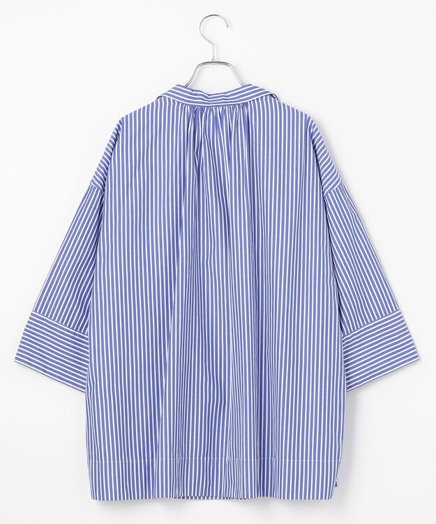#Newans 【ANSWER for ヘルシーカジュアル】ワイドスリーブシャツ ブルー系ストライプ