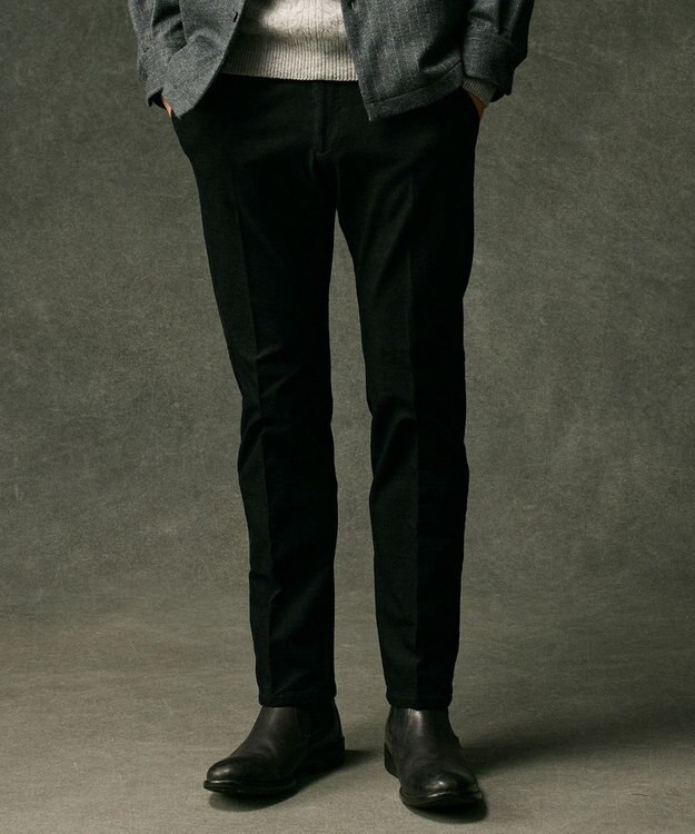 JOSEPH ABBOUD 【ウエストも伸びる！/暖かパンツ/オーガニックコットン使用】ライスコールストレッチパンツ ブラック系