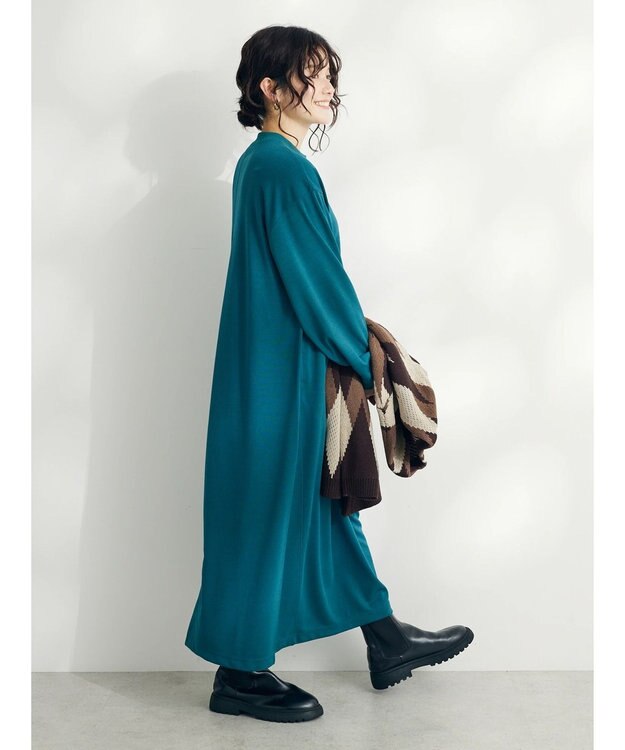 CRAFT STANDARD BOUTIQUE ポンチウエストドロストワンピース Blue