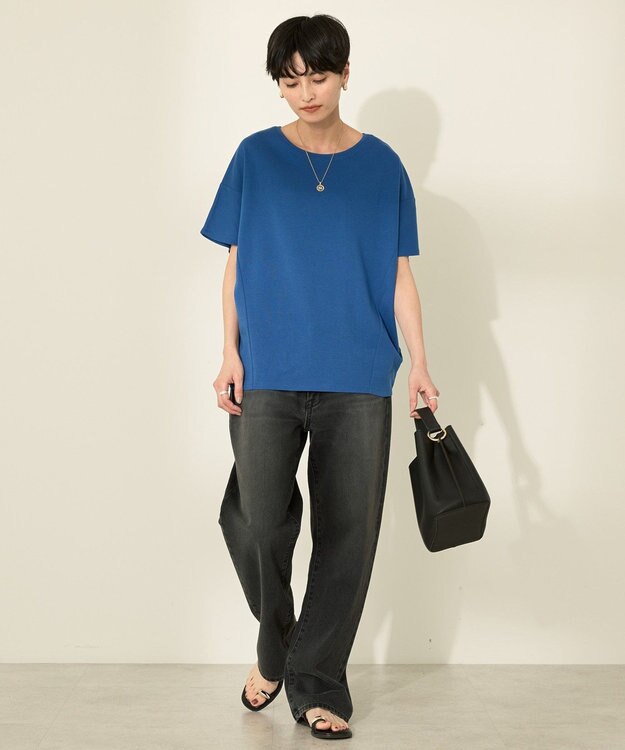 AMERICAN HOLIC 【接触冷感】フレンチスリーブコクーンプルオーバー Deep Blue