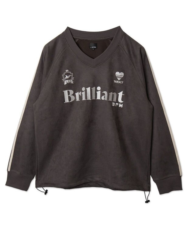 WEGO 【ユニセックス着用ITEM】フェイクスウェードグラフィックプルオーバー ブラック中濃色