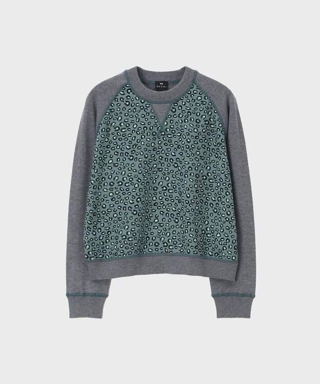 Paul Smith Horseshoe Leopard コンビ ニット グレイッシュブルー