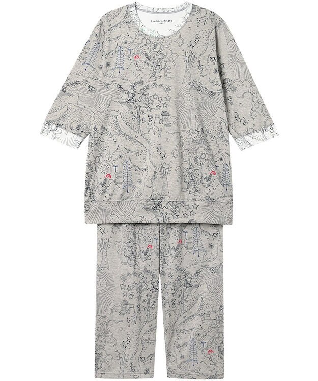 tsumori chisato SLEEP ツモリチサト パジャマ 綿100%(本体) 天竺素材 7分袖 長袖 8分丈 レディース UDT216 /ワコール グレー
