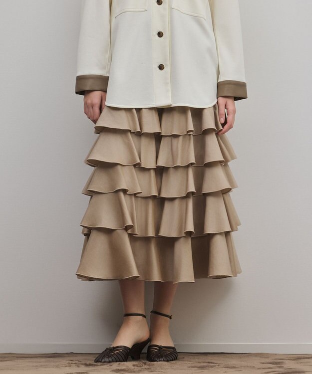 GRACE CONTINENTAL ティアードフリルスカート ベージュ