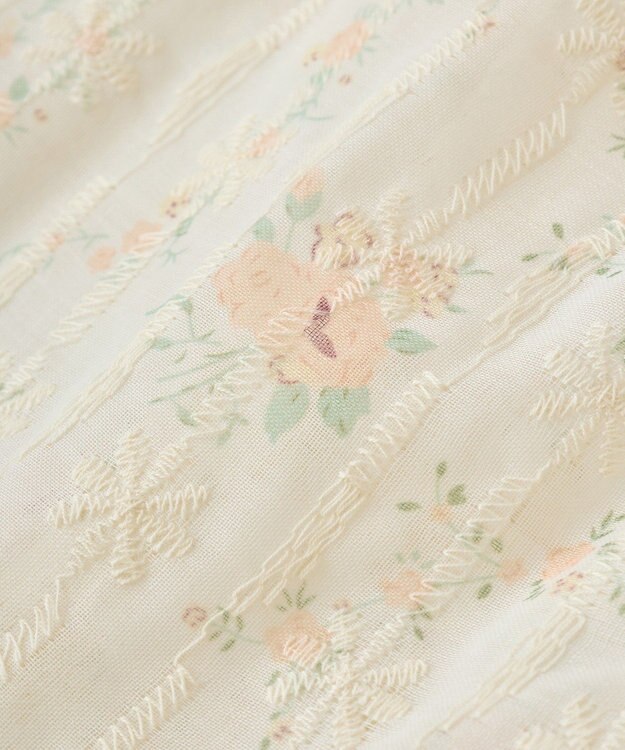 earth music&ecology フラワープリント刺繍ブラウス Pink Orange