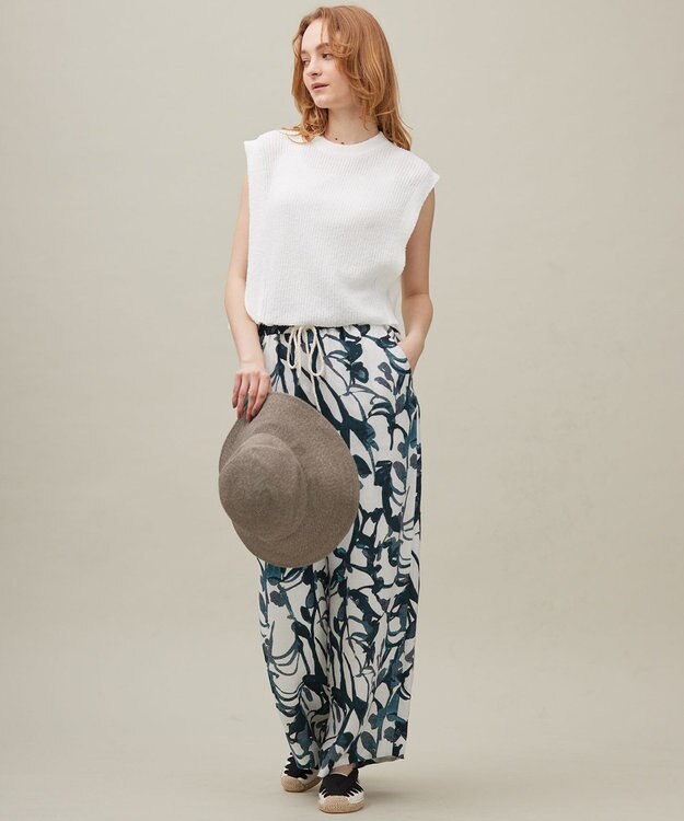 23区 【SACRA】コットンナイロンブークレ ポルカリブ ニット ホワイト系