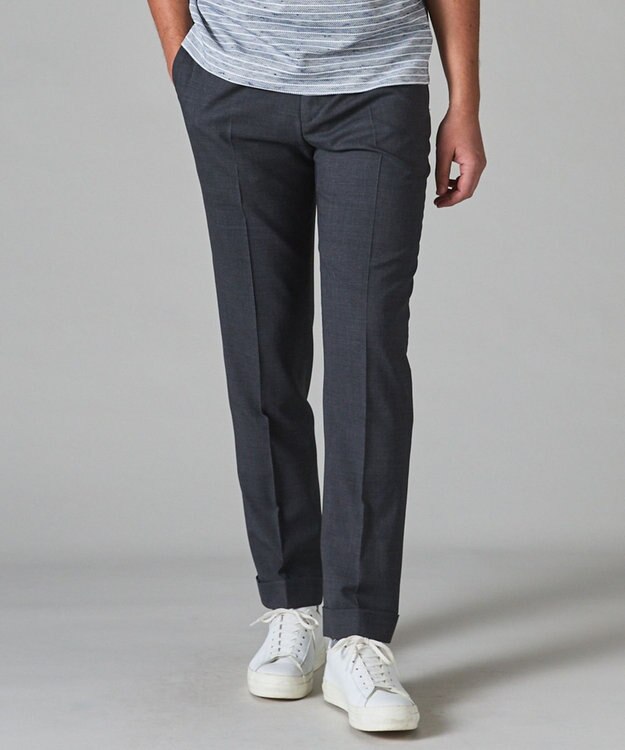 GOTAIRIKU ロングセラー【洗える/折り目加工/シワになりにくい/ウエストアジャスター】ウォッシャブル サマーウール100％パンツ_定番色(ノータック)23/24年モデル ミディアムグレー系