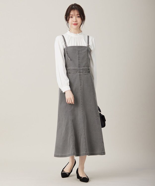 ANY SIS 【洗える】ストレッチライトデニム ワンピース グレー