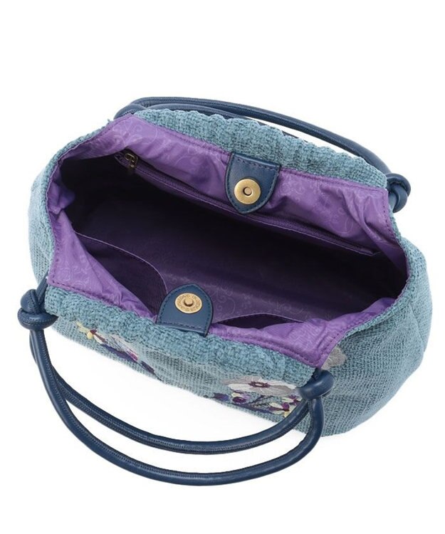 ANNA SUI ポタリーフラワー ハンドバッグ ブルー