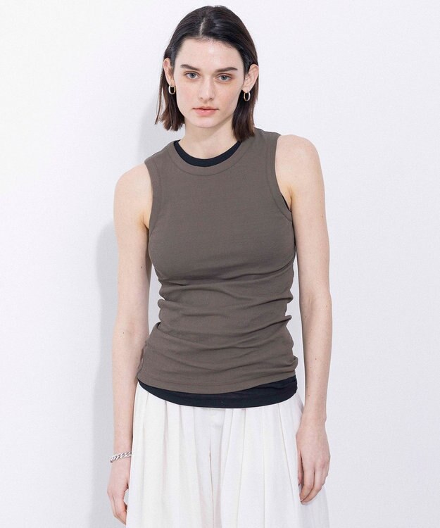 NAVE 【Nave・洗える】ガーゼフライス タンクトップ カーキ系