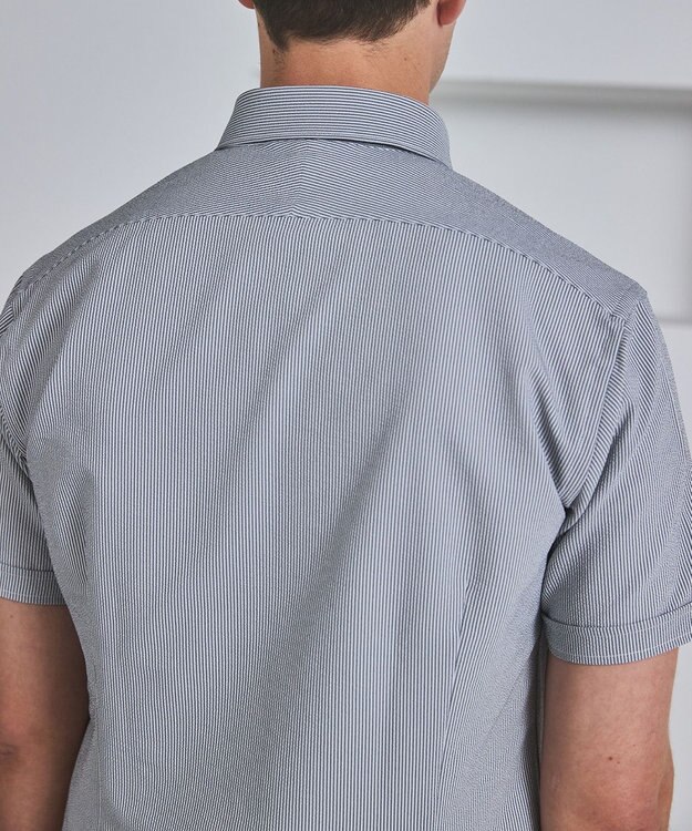 GOTAIRIKU とにかく涼しい/酷暑対応【シワになりにくい/吸水速乾】クールマックスサッカーシャツ グレー×白