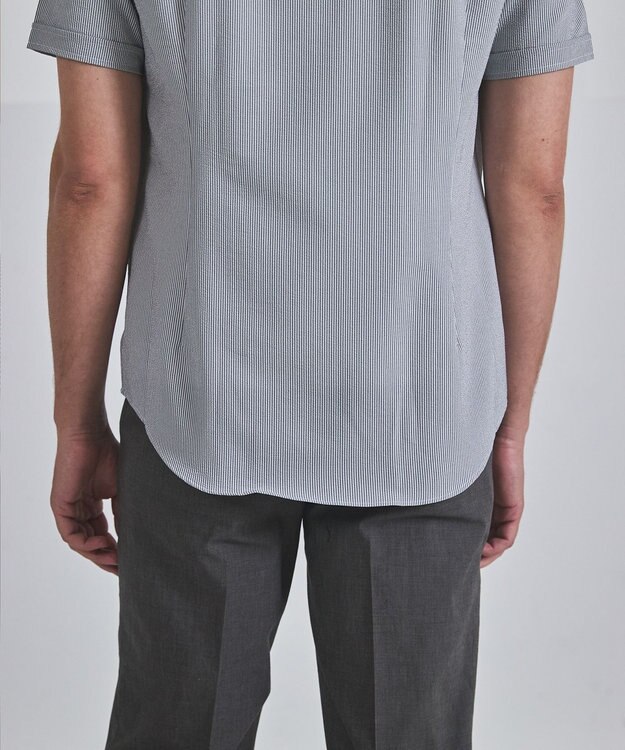 GOTAIRIKU とにかく涼しい/酷暑対応【シワになりにくい/吸水速乾】クールマックスサッカーシャツ グレー×白