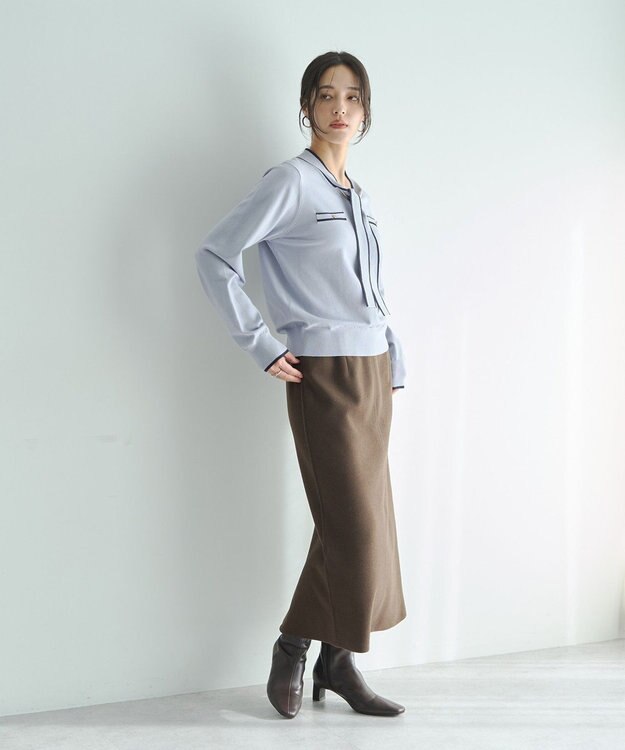 YECCA VECCA 配色ボウタイニット Ivory