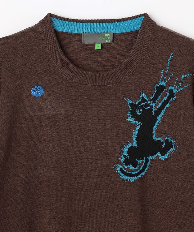PW CIRCULUS 【MEN】Spark cat クルーネックニット ゴルフ ダークブラウン系