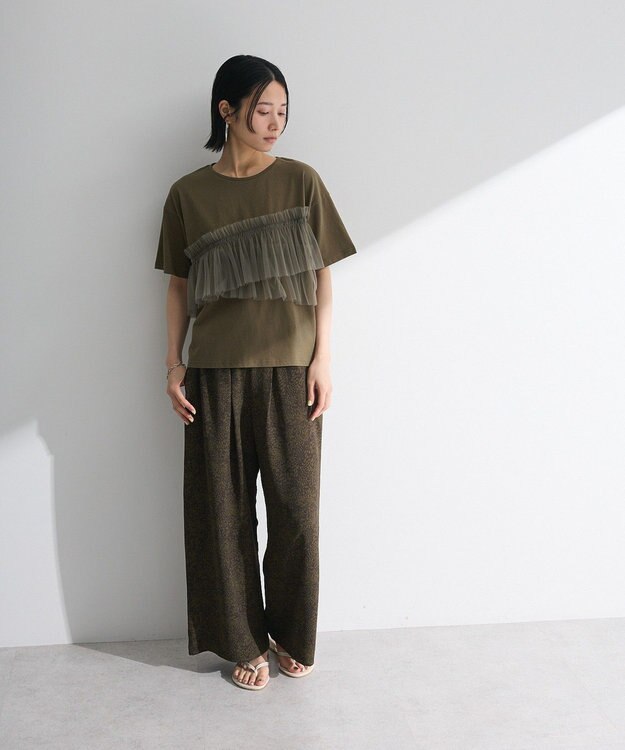Green Parks ・ＥＬＥＮＣＡＲＥ　ＤＵＥ　チュールフリルレイヤーＴＥＥ Khaki