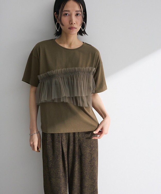 Green Parks ・ＥＬＥＮＣＡＲＥ　ＤＵＥ　チュールフリルレイヤーＴＥＥ Khaki