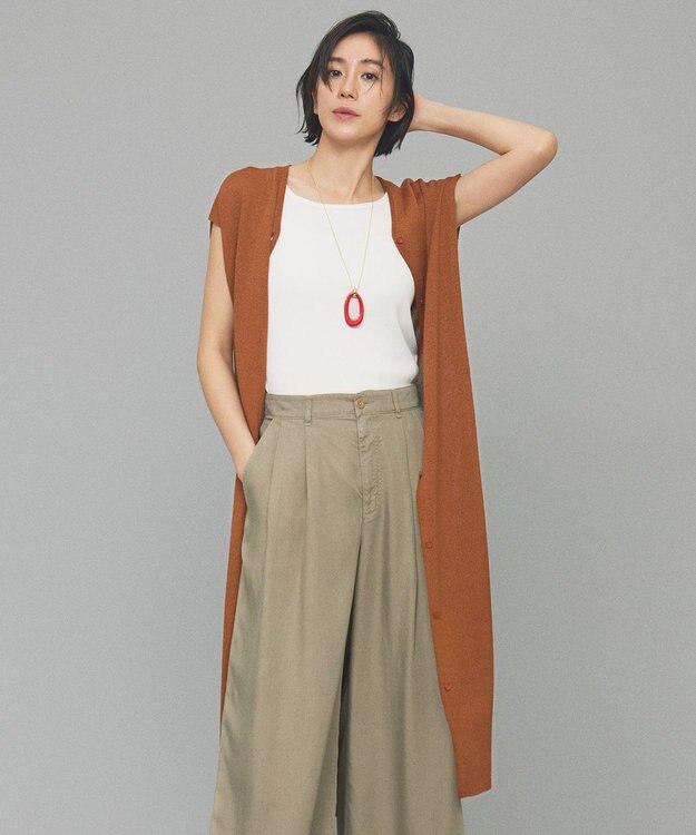 自由区 L 【カタログ掲載・洗える】ペーパーブレンドニット ジレ コッパー