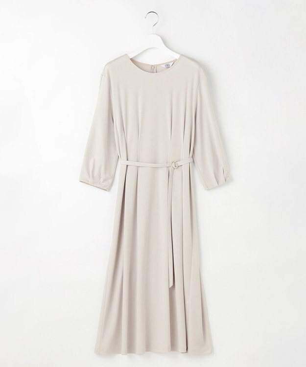 J.PRESS LADIES トリアセスムース フレア ワンピース ライトグレー系