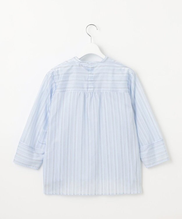 J.PRESS LADIES 【洗える】ランダムストライプ スタンドカラー  ブラウス サックスストライプ系